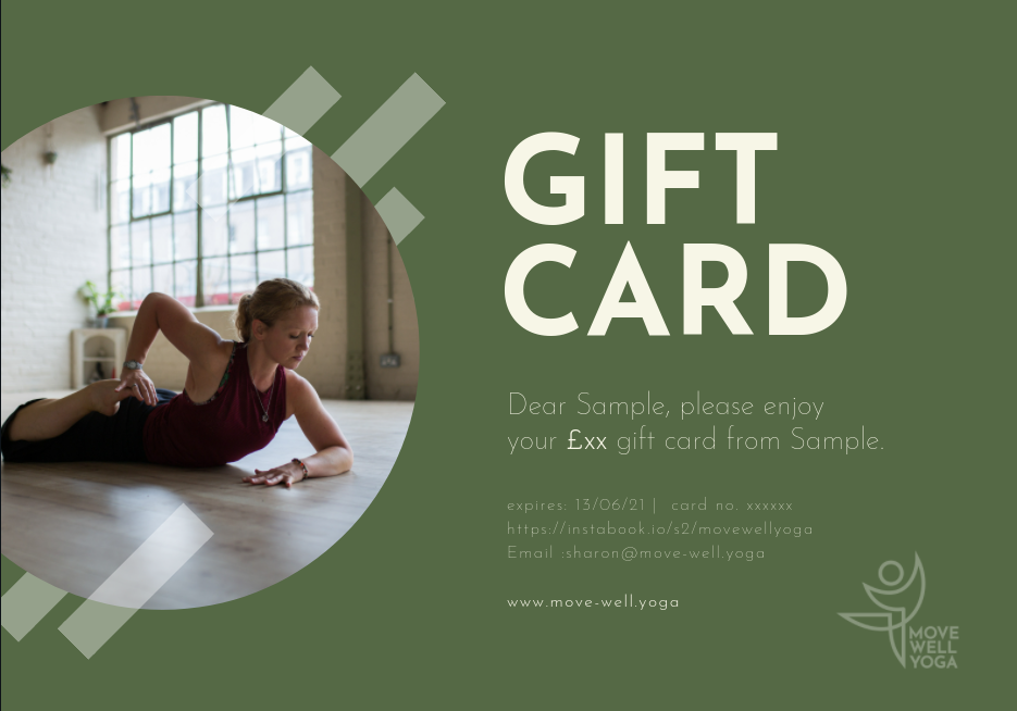 Move Well Yoga gift voucher example